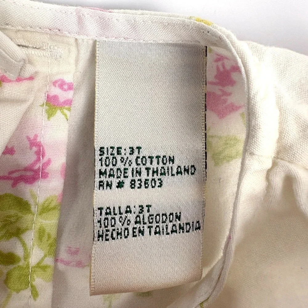 VTG Laura Ashley Floral Tie Back Dress Girls Sz 3T White Pink Cottage‎ Garden